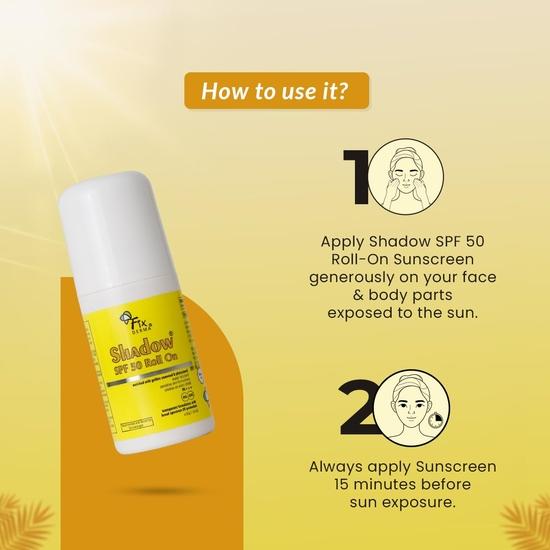 Fixderma Shadow Spf 50 Roll-On, crème solaire visage Spf 50, protection UVB, pour femmes et hommes - 30 g - Combinaison