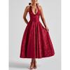 Sexy Elegant V Neck Halter High Waist A Line Long Evening Party Dress