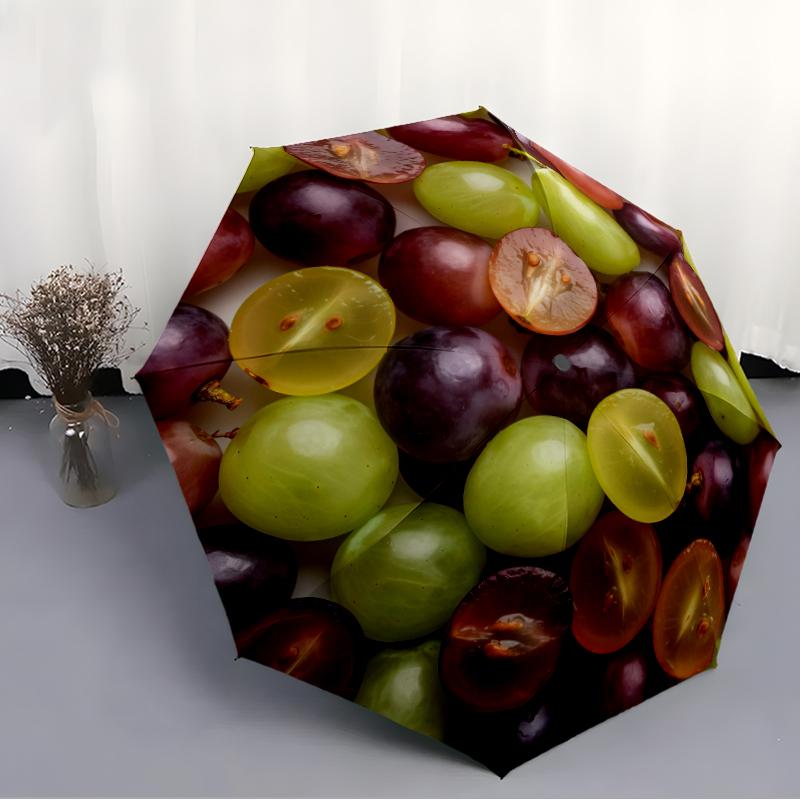 1 PC Automatic Folding Umbrella -Some fruitsPattern,Portable & Foldable Design with 8 Ribs,Christmas Birthday Gifts