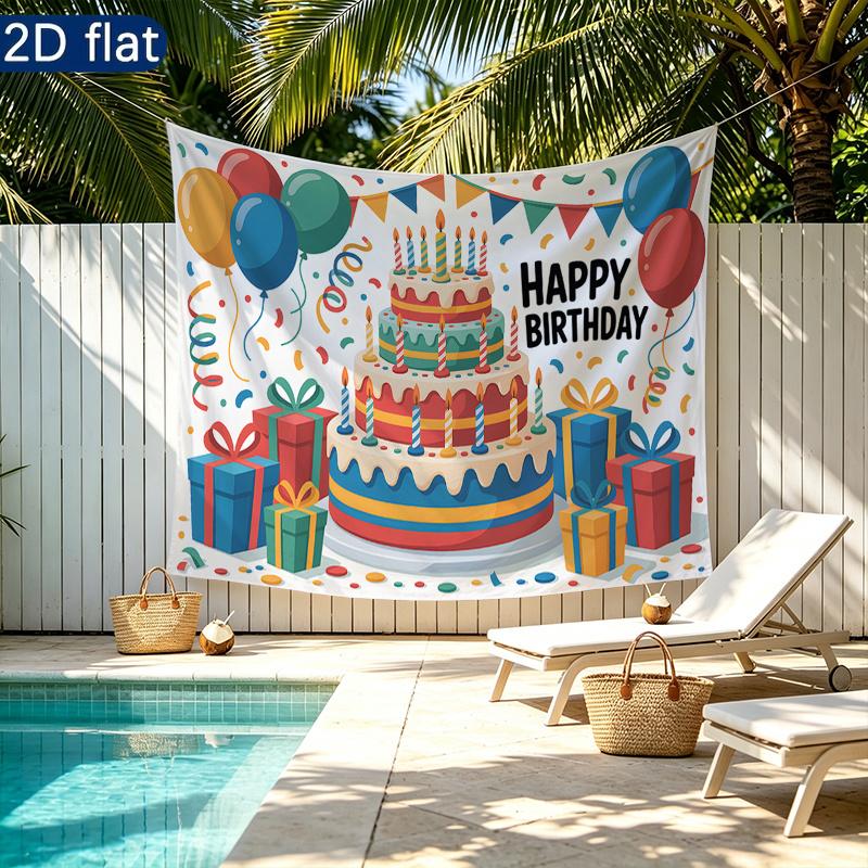 Colorful Balloon Party Backdrop 1pc - Polyester Party Decor