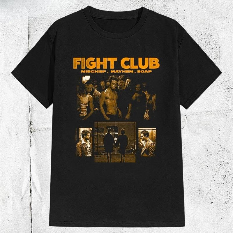 Unisexs 90s Fight Club Theme Printed Tshirt for Unisex and Women Fashionable Summer Loose New Casual Tshirt
