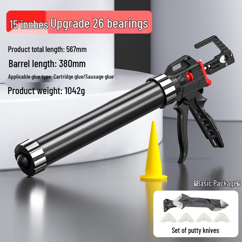 Automatic Glass Glue Gun with 26 Bearings - Labor-Saving Caulking Tool for Structural Adhesive