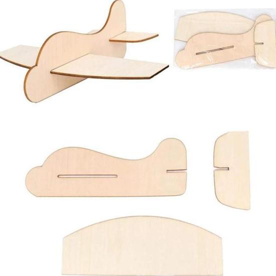 5Pcs Unfinished Wooden Aircraft Model DIY Graffiti Painting Puzzle Airplane Kids Educational Toy Toddlers Boys Girls Flying Plane Crafts Decoration