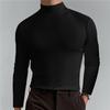 Camisa de manga larga ajustada para hombre con cuello alto, suave, elástica, capa base casual