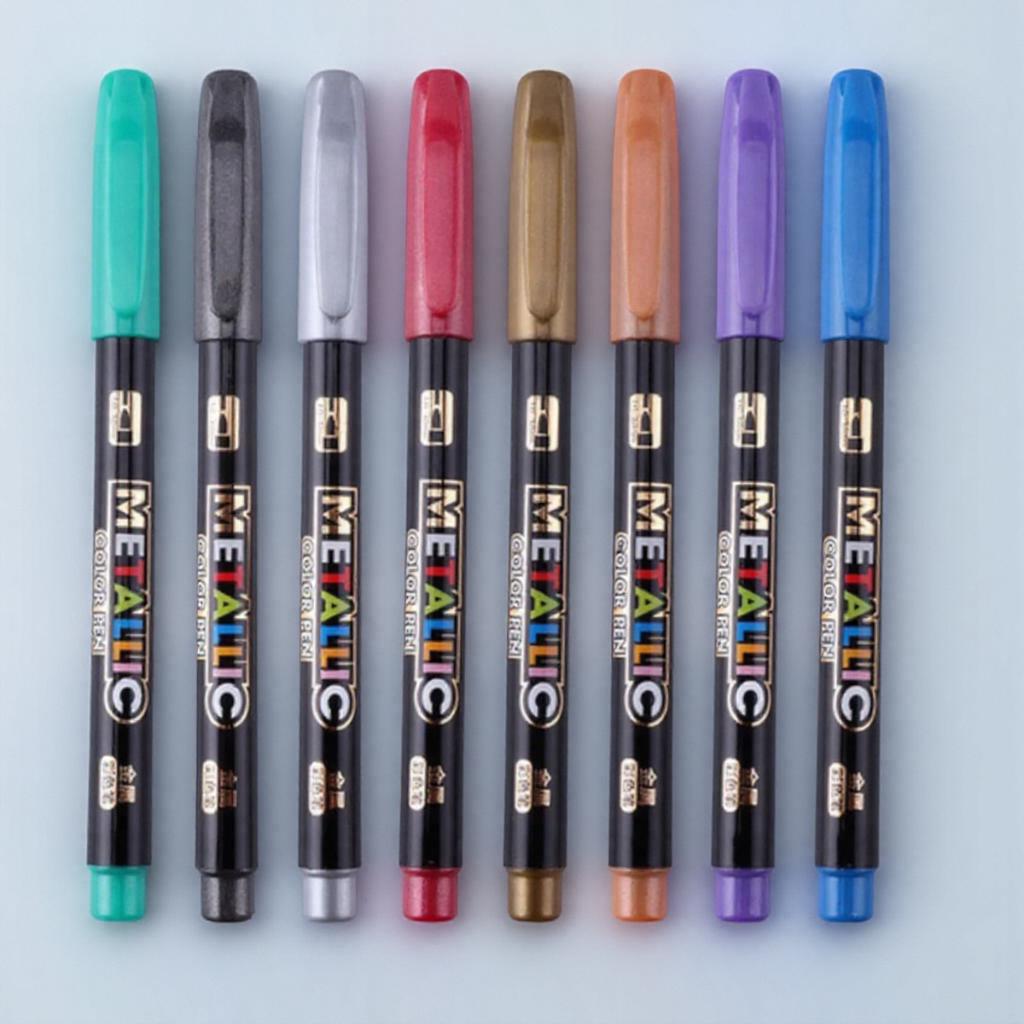 8 Color Metallic Water Paint Marker Pen Permanent Drawing Art Supplies Marker Pens for Painting Calligraphy
