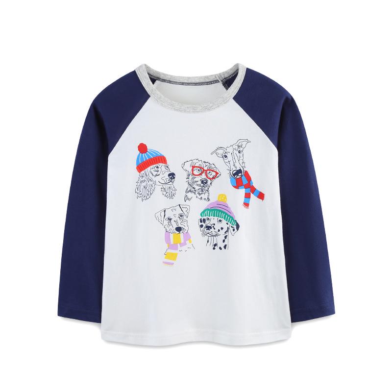 Autumn Color Block Cartoon Print Boys Long-Sleeve T-Shirt Sweatshirt 4Y (110cm)