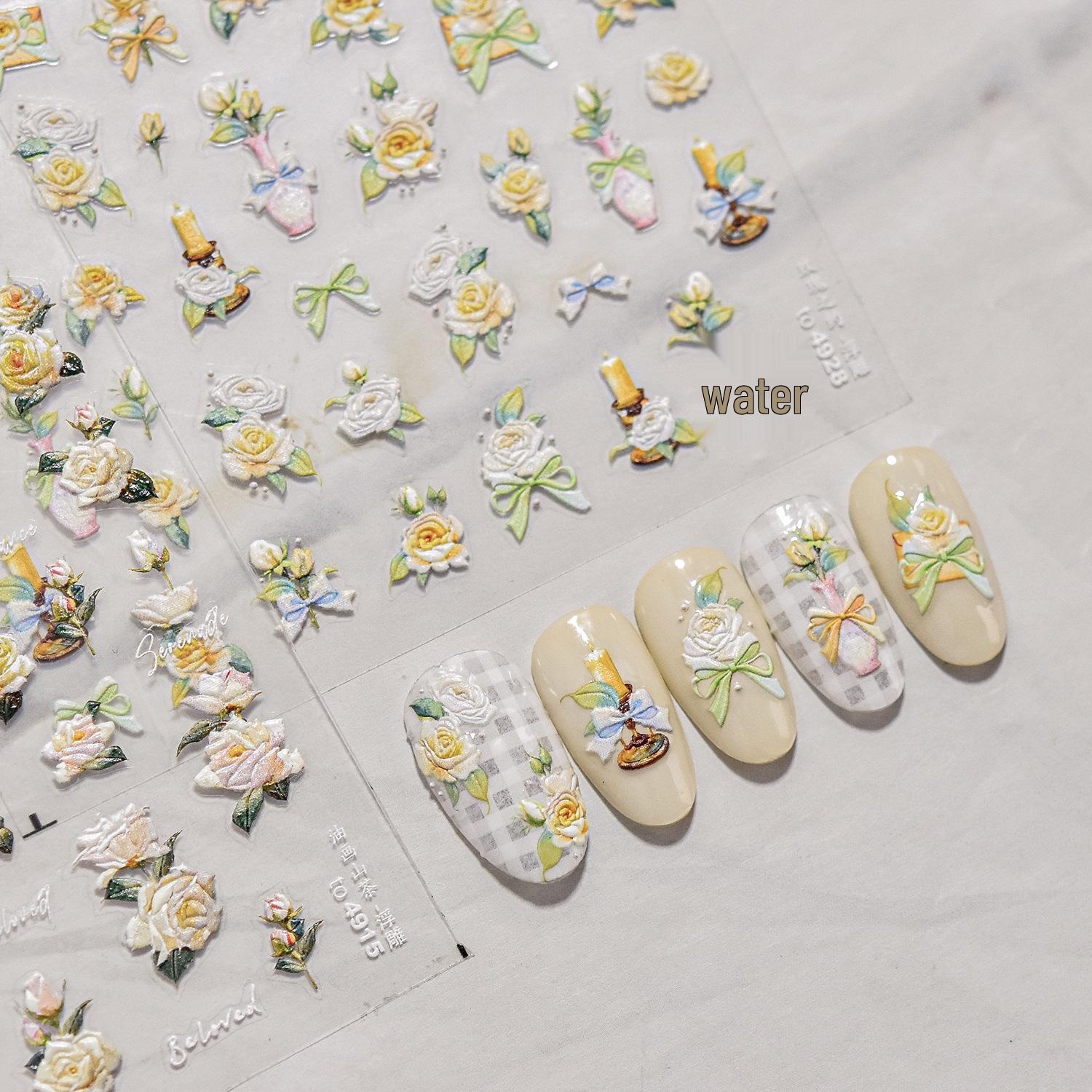 

Tomoni 3D Embossed Japanese Nail Art Stickers - Rose Rendezvous for Kids