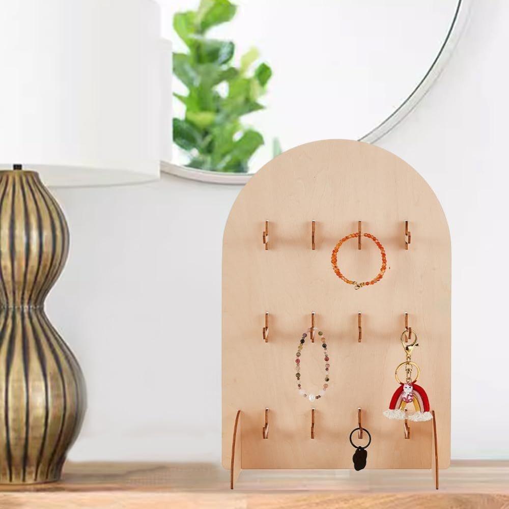 Wooden Jewelry Storage Rack Arch Ring Holder Multifunctional Earring Display Rack  Trade Show