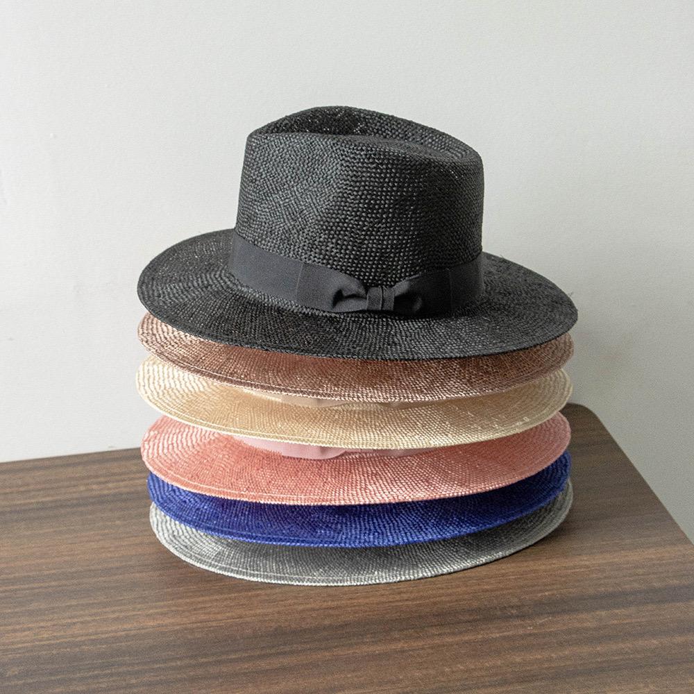 Sommer Gefärbt Naturgras Bogen Panama Jazz Hüte Damen Strand Lässig Fedora Outdoor Sonnenschutz Designerhut Derby Party Individuelle Kappe