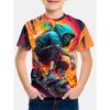 Summer Round Neck 3D Cool Motorcycle Printed Top Fashionable Casual Short Sleeved Children's Boy T-shirts
