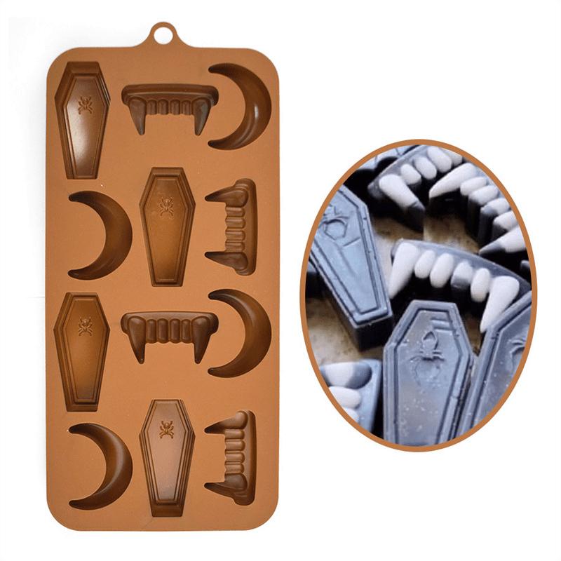 Halloween Pumpkin Wine Bottle Wine Core Chocolate Mold Fruit Candy Dessert Mold Vampire Teeth Silicone Mold