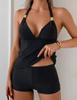 1011 solid color swimsuit European and American neck straps split women's swimsuit conservative belly cover huge and thin two-piece set