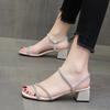 Fashion Fairy Feng Rhinestone Sandals for Women Wear 2025 New Platform Soles with Skirts with Mid-heel Open-toe High Heels for Women's Summer Outerwe