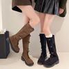 Yueyu Versatile Miu Boots Women's 2025 New Strap High Knight Boots Square Head Buckle But Knee Boots