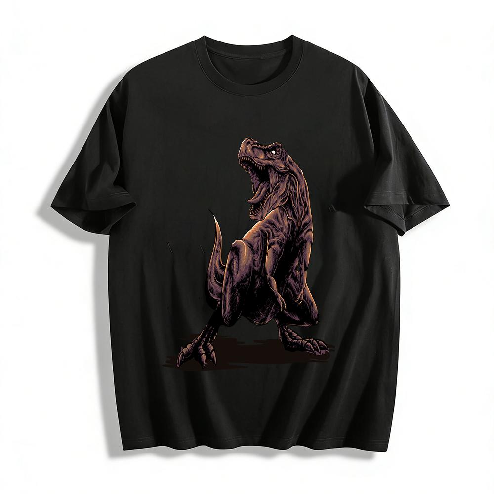 

Vintage Roaring T-Rex Print Trendy Cool Short Sleeve T-Shirt Pure cotton T-shirt 6XL