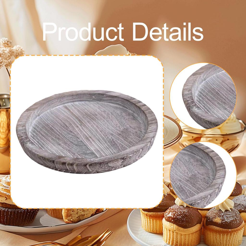 Bathroom Counter Organizer Wood Round Dinner Plate Wooden Serving Tray Platter for Food