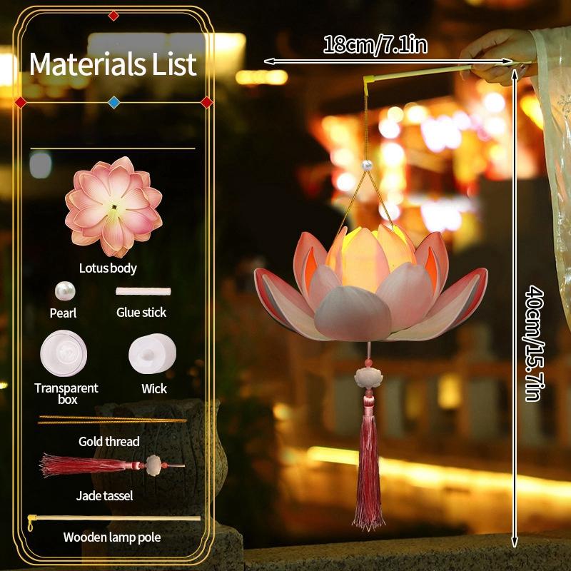 2026 Mid-Autumn Festival Lantern Handheld Paper Lotus Flower DIY Lantern Material Kit Glowing Festival Lantern Lotus Light Decor