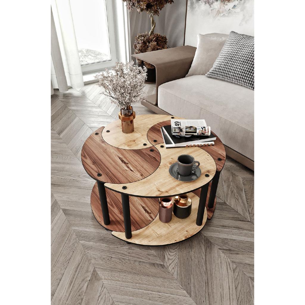 Y?n Yang Unity Serenity Coffee Table Set Of 4 Oak Walnut 70 Cm