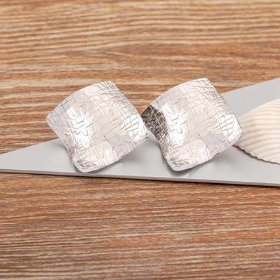 

Nidin New Trendy Concavo-convex Metal Stud Earrings European American Style Hip-hop Punk Retro Fashion Ear Jewelry Accessories срібний