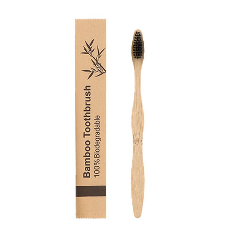 Eco Kraft Bag with Wavy Extended Handle Bamboo Charcoal Bristles for Adults Natural Biodegradable Bamboo Toothbrush чёрный