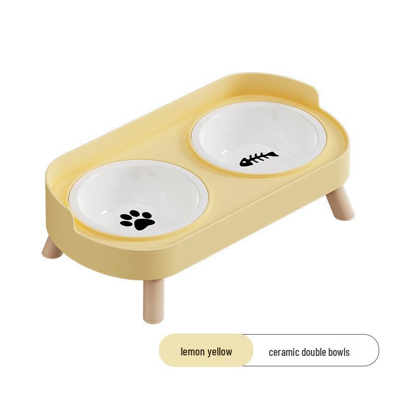 Neklopící nerezová dvojitá miska pro kočky a psy - Chrání krční páteř a zabraňuje rozlití