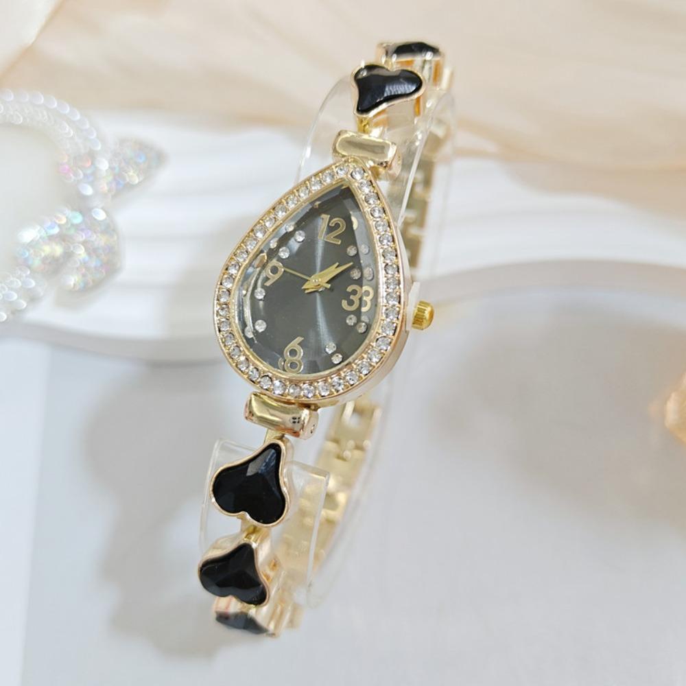 

Waterdrop Shaped Case Heart Wristwatch Fashion Accessory Women s Quartz Watch Casual Occasion чорний