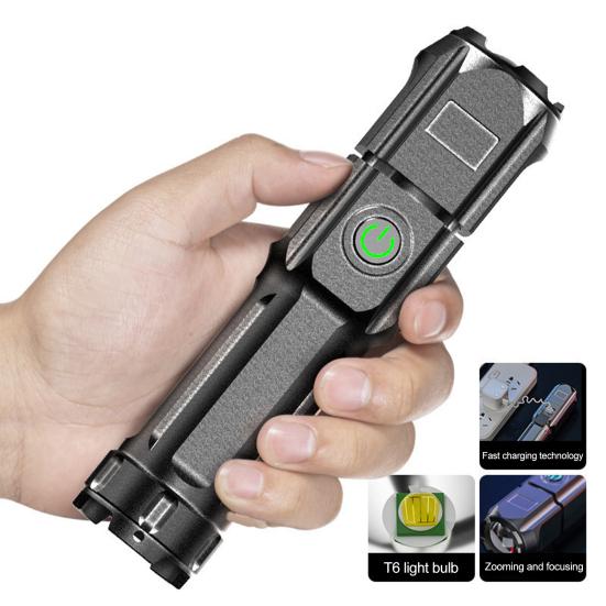 Portable Camping Light Super Bright Flashlight Rechargeable Waterproof Flashlight Powerful LED Emergency Torch for Outdoor