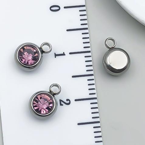 12pcs Mix Birthday Pendant Round Stainless Steel Rhinestone Charms For Jewelry Making Supplies DIY Necklace Bracelets Materials