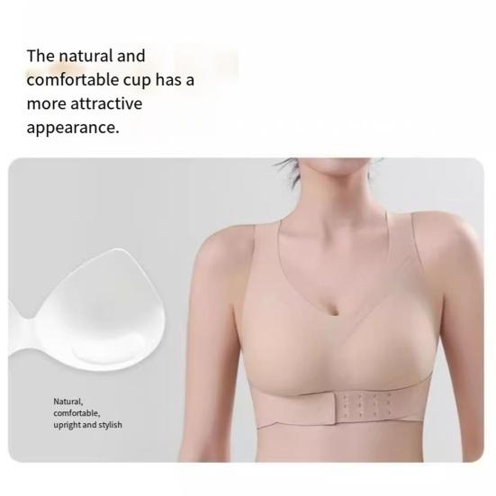 Posture Corrector Bra for Women Front Closure Wireless Padded Bra Full Coverage Back Support Everyday Bra