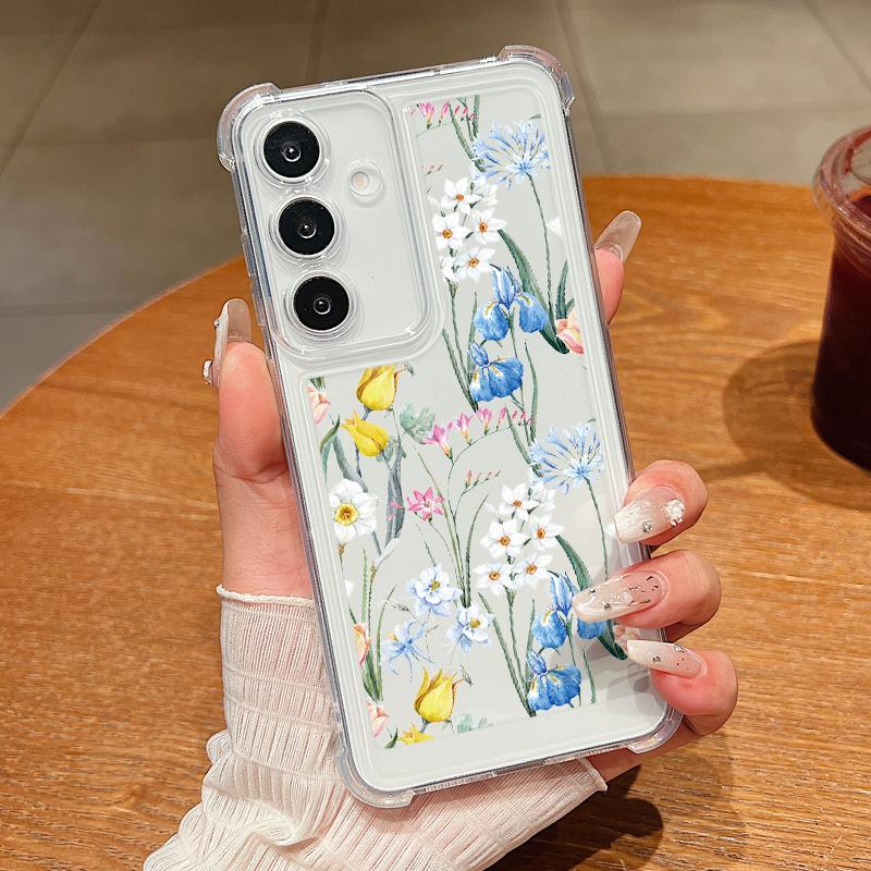 

Для Samsung S25 S24 FE S23 Ultra S22 A56 A36 A16 A55 A35 A15 чехол-корпус модный цветочный принт мягкий силиконовый прозрачный ударопрочный тонкий чехол для телефона Samsung A52 / A52s