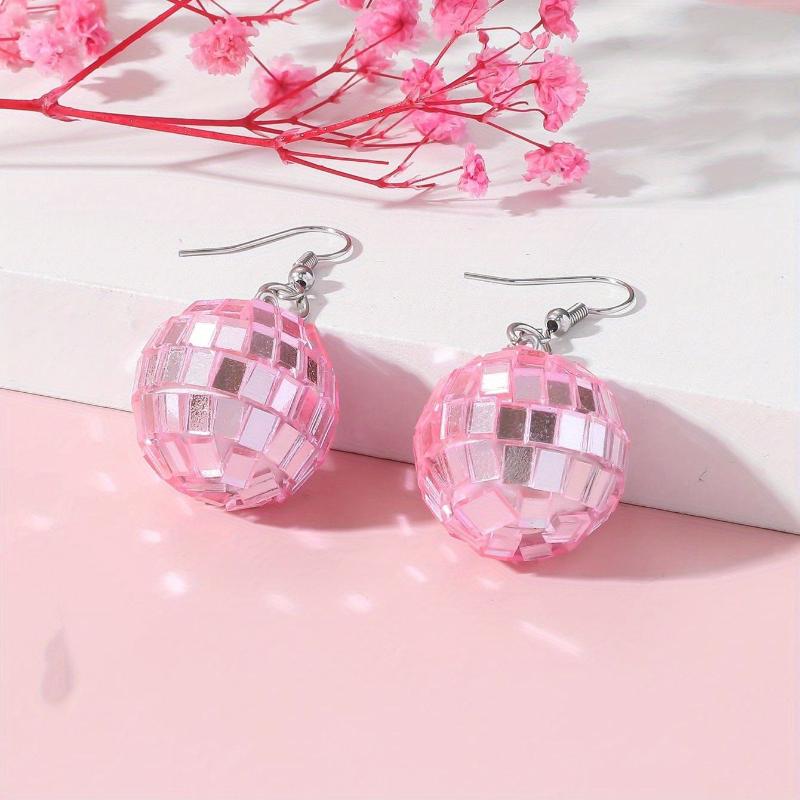 Stylish Retro Disco Ball Pendant Earrings For Women Birthday Gift Party