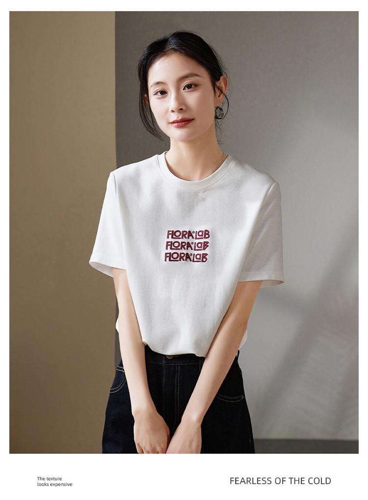 Fashion Embroidered Short Sleeved T-shirt for Women In Summer 2026, Thin and Loose Casual Pullover Top