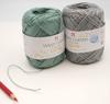 Hamanaka Hand Knitting Yarn, Washed Cotton Crochet Lamé, Approx. 25g, Color 414, Gray, 2517