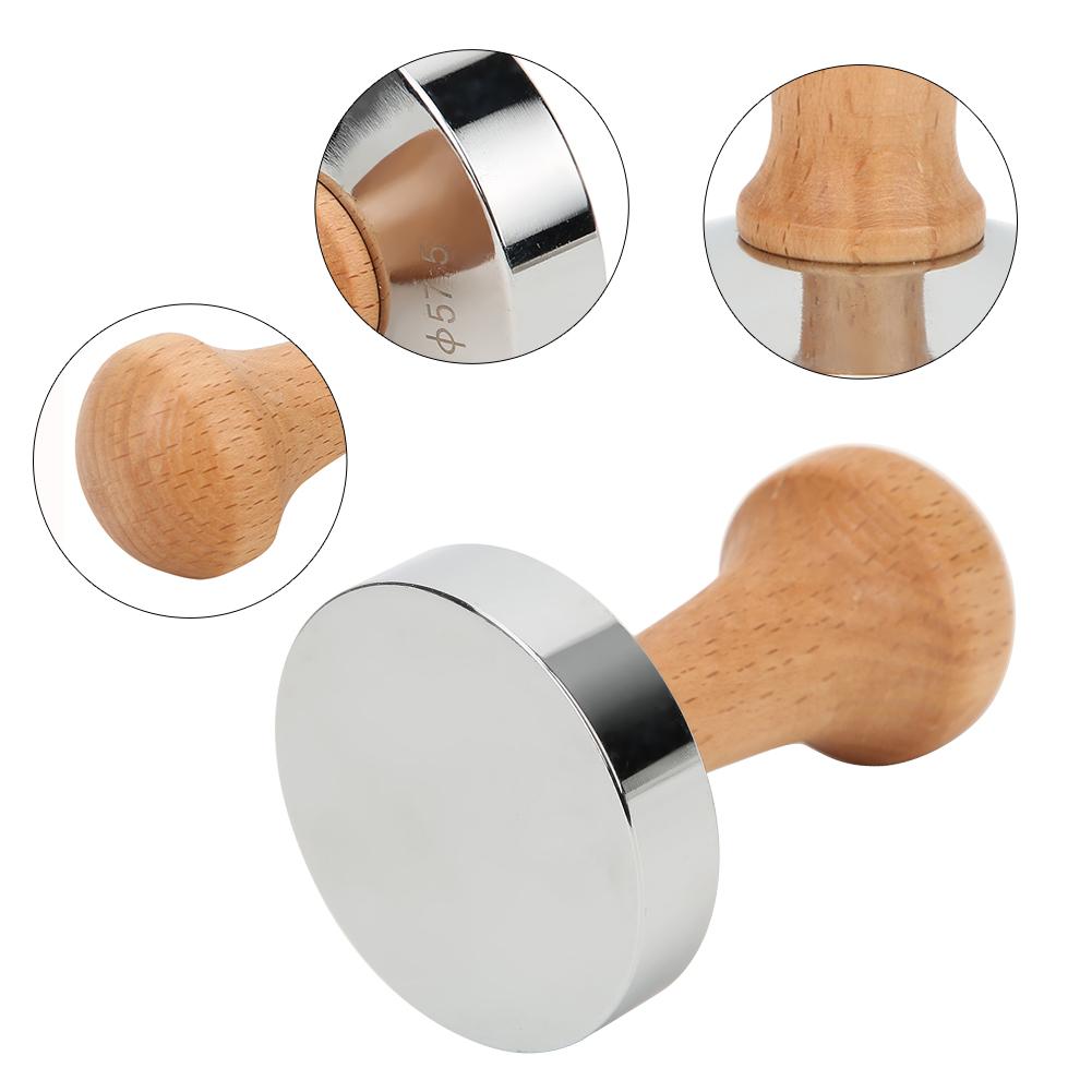 57.5mm Stainless Steel Base Coffee Powder Tamper with Wooden Handle Coffee Machine Accessories