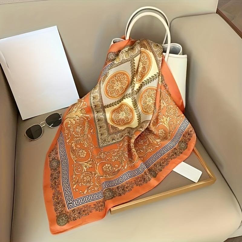 70 * 70cm Silk Scarf Square Scarf Professional Simulation Silk Scarf Retro Printed Silk Scarf for Women