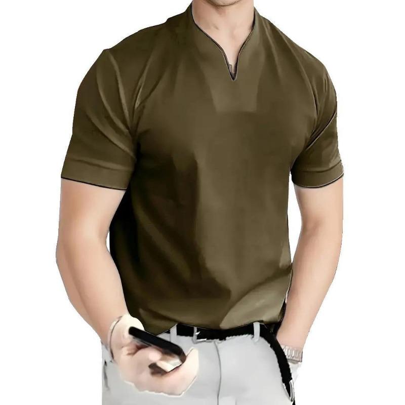 2026 Summer Men s Fitness Cotton V-neck T-shirt XS оливковое зеленый 1870₽