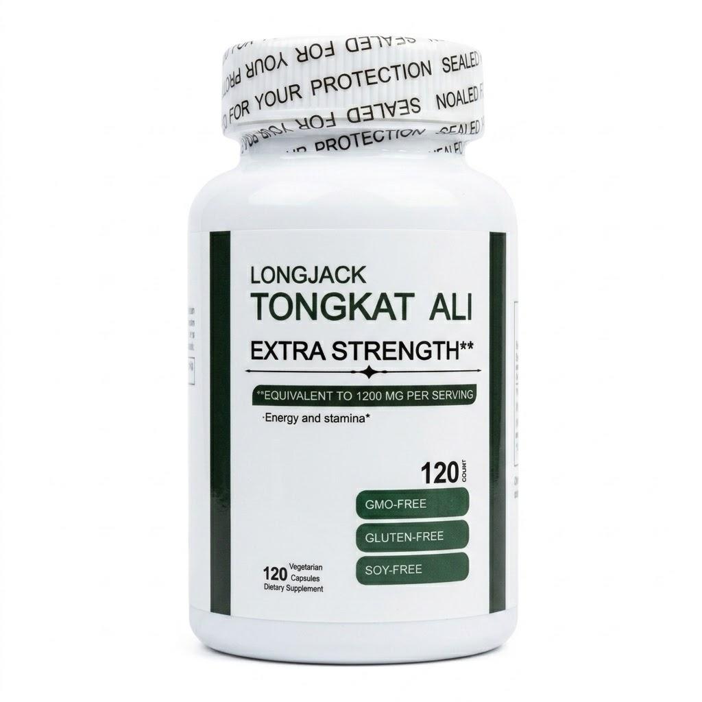 Longjack Tongkat Ali Extra Stärke (1200mg Äquivalent) - Energie- & Ausdauerunterstützung (120 vegetarische Kapseln) 1pack