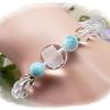 no Beckoning Cat Crystal Larimar Lucky Brings Happiness and Good Natural Stone Power Stone Playful Bracelet 21 C55 [Neko Yume] Charm, Fortune, Women's