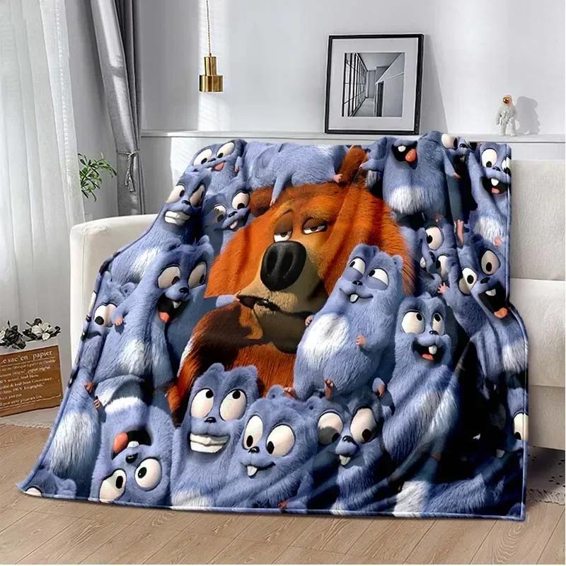 Cute Cartoon Anime Grizzly & The Lemmings Throws Blanket for Beding Hiking Picnic Super Soft Funny Flannel Blanket Birthday Gift