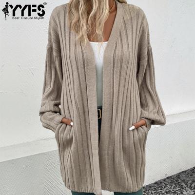 Women's Fashion Casual Autumn Winter Solid Color Print Long Sleeve Cardigans