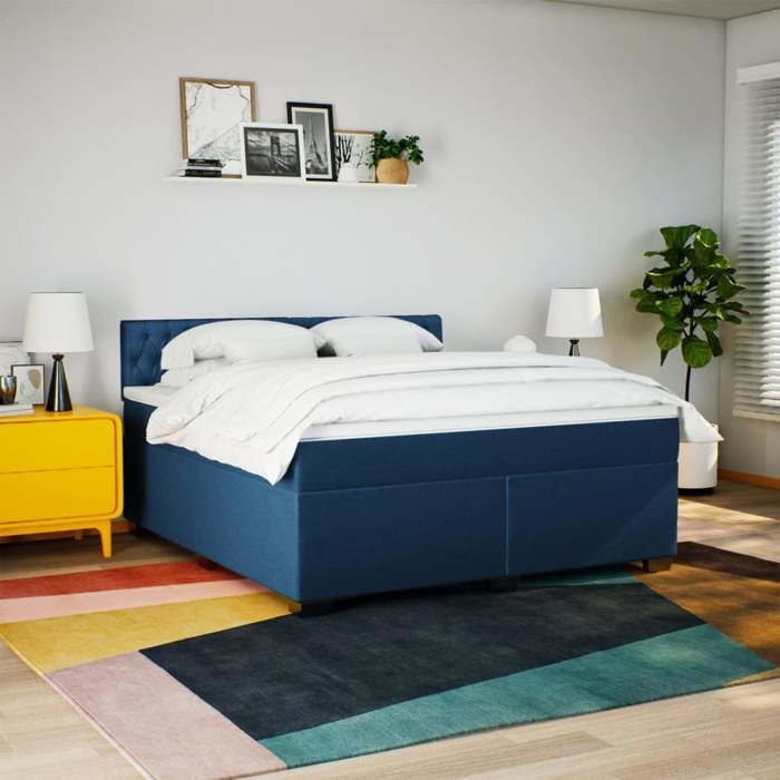 Maison Exclusive - Sommier à lattes de lit avec matelas Bleu 180x200 cm Tissu