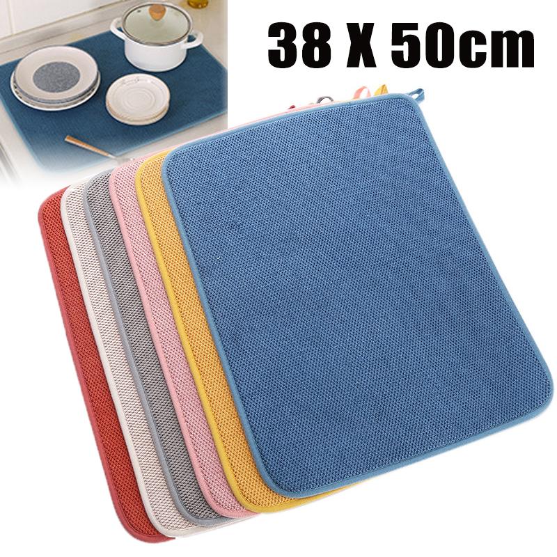 38 X 50cm Anti Slip Absorbent Dish Drying Mat Kitchen Sink Drainer Placemats