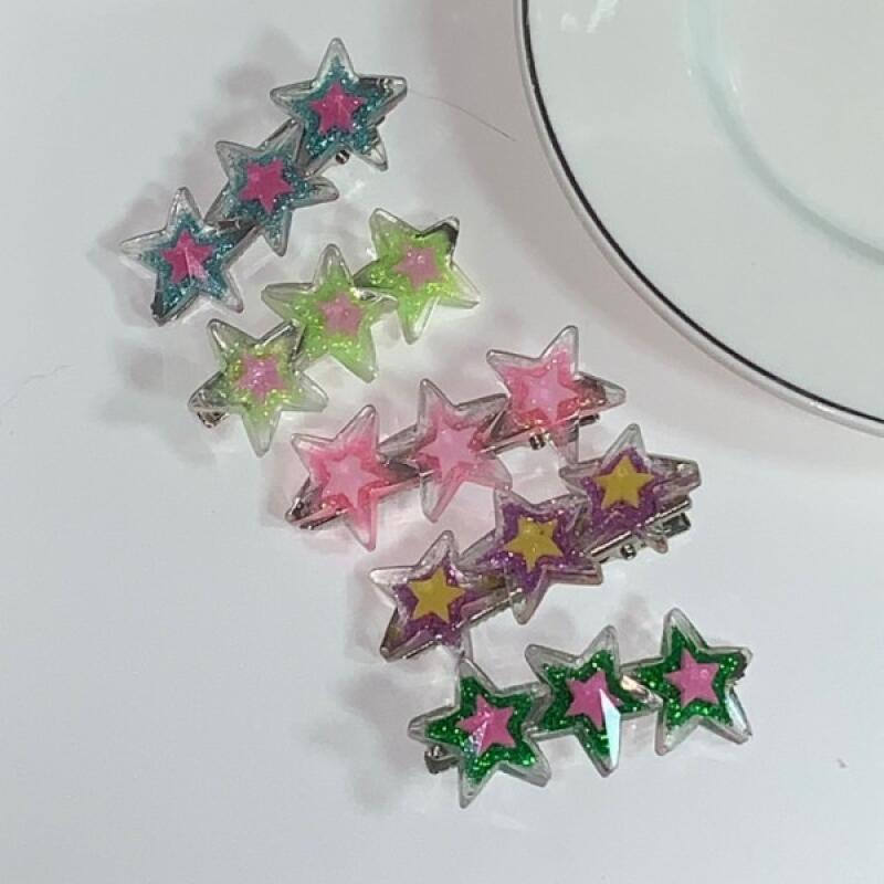 Star Silver Glitter Y2K Kitsch Idol Stage Hairpin Blue