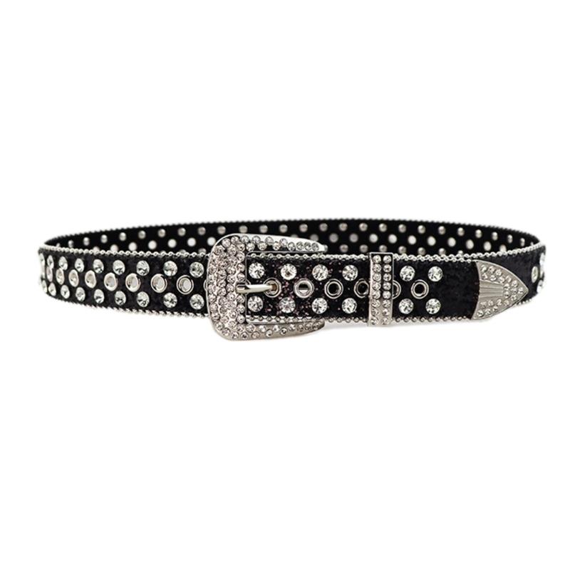 Vintage Glittered Belt Jeans Waistband Punk Style Studded Belt Waistband for Street Player Club Party Wear
