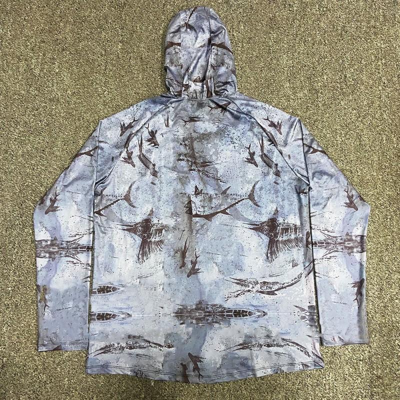 Mens Quick-Dry UV Protection Long Sleeve Hooded Fishing Shirt Outdoor Sports Cycling Trail Running