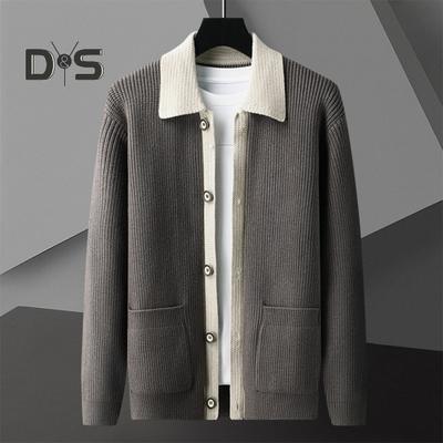 Ανδρικό Πλεκτό Παλτό Πουλόβερ Χοντρό Colorblock Κλείσιμο με Κουμπιά Γιακάς με Πέτο Πλεκτό Φαρδύ Κρατά Ζεστό Μπουφάν Φθινόπωρο Χειμώνας Καρντιγκάν Εξωτερικό Ένδυμα