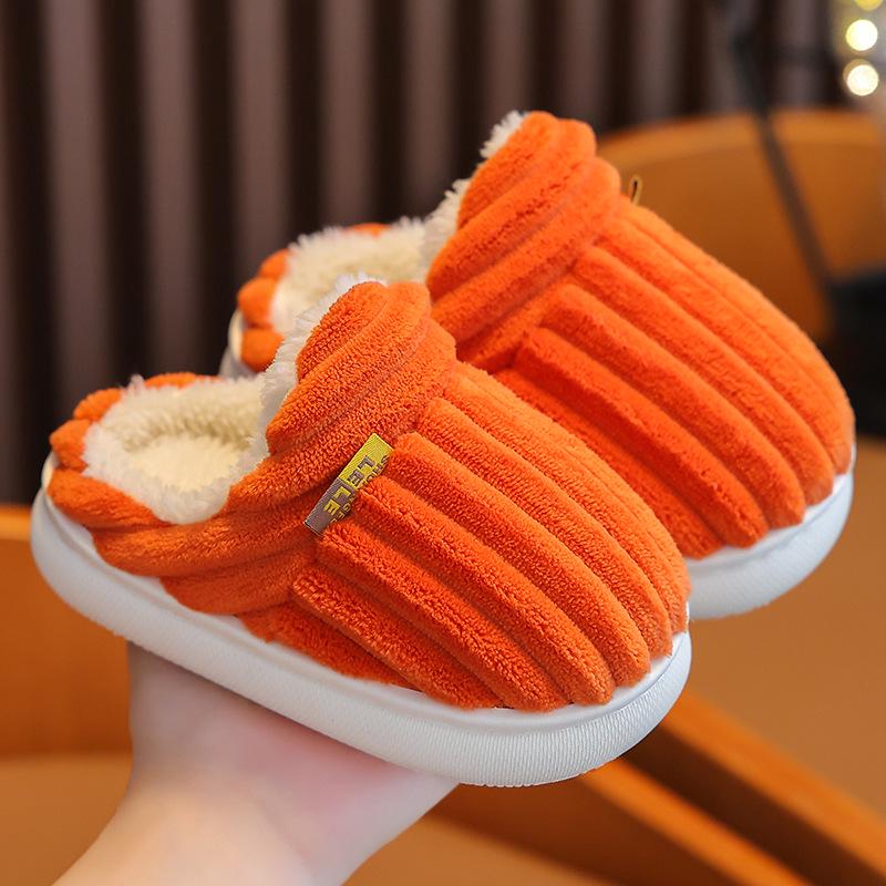 Children's Winter Fluffy Cotton Slippers for Boys & Girls – Non-slip, Warm, Heel-Covered, Parent-Child Design