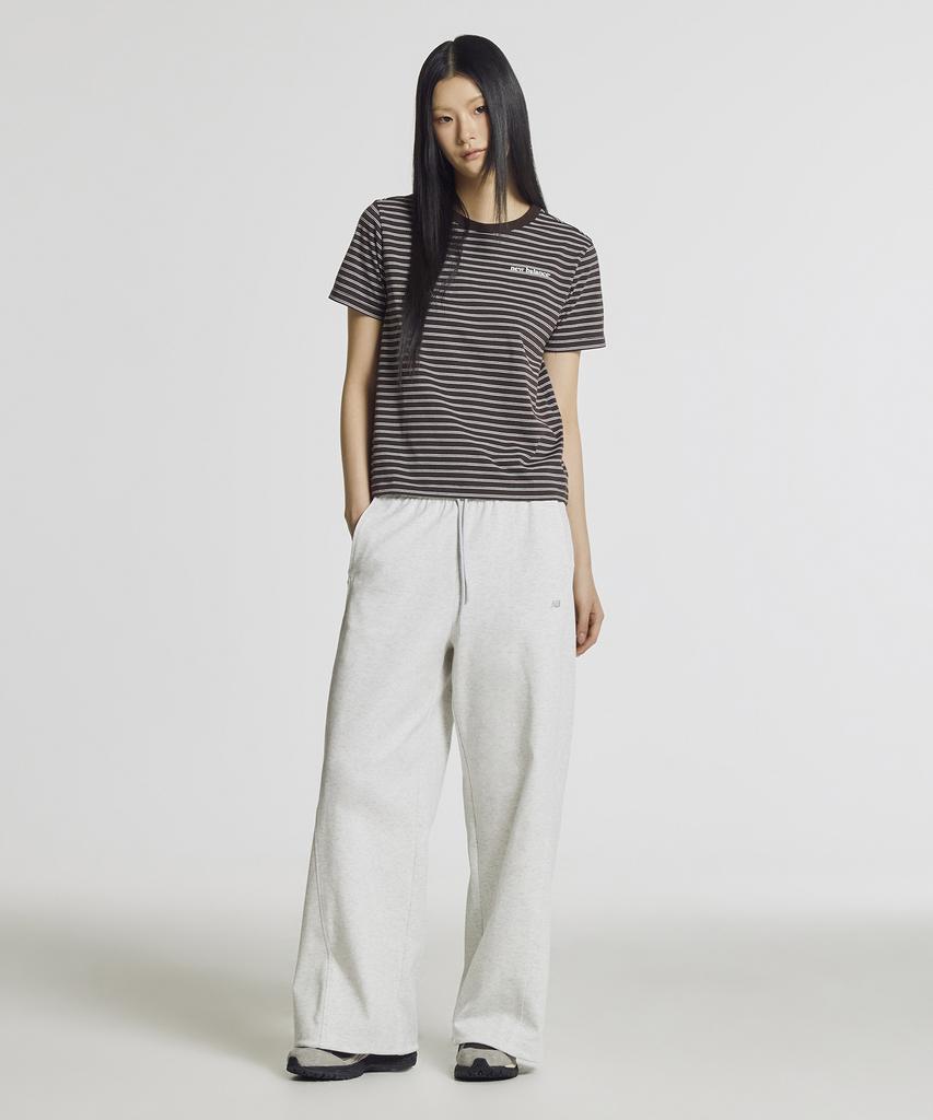 Nyuballanseu Nbneg2W422 / Women Essential Basic Striped Short Sleeve T-Shirt (Brown)