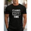 European Size Creative Coffee-themed Slogan Print, Men's Wear, Street Trend Casual Versatile Top, Patterned Printed Round-neck T-shirt