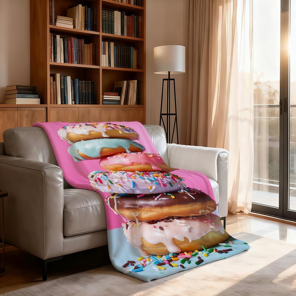 P-Pink Donut Blanket Soft Throw Blanket for Home Bedroom Bed Sofa Picnic Travel Office Rest Cover Blanket Gift